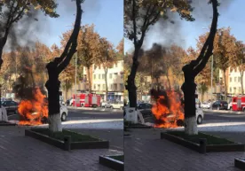 "Mirzo Ulug‘bek" metro bekati yonida Cobalt yonib ketdi (foto, video) фото