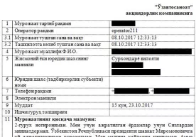 Шавкат Мирзиёев номидан уйли бўлган фуқаро давлат ҳисобидан шахсий машина ажратишларини сўраб порталга ёзди фото
