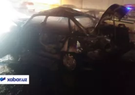Toshkentda «Neksiya» avtomashinasi yonib ketdi (foto+video) фото