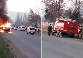 Qashqadaryoda harakatlanib ketayotgan "Damas" yonib ketdi (video) фото