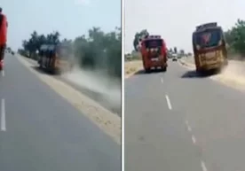 Hindistonda avtobus haydovchilari qarshi yo‘lda poyga uyushtirishdi (Video) фото