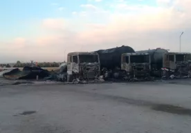 Samarqandda suyultirilgan gaz tashuvchi yuk mashinasi portlashi oqibatida 7ta transport vositasi yonib ketdi фото