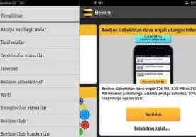 Beeline Uzbekistan иловасида янги тил версияси пайдо бўлди фото