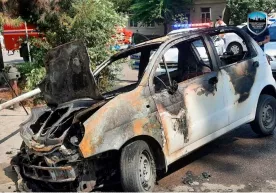Тошкентда Matiz автомашинаси ёниб кетди фото