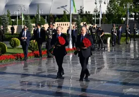 Шавкат Мирзиёев ва Владимир Путин Тошкентдаги Ғалаба боғига борди фото