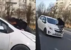 Sevgan qizi bilan xafalashib qolgan yigit uni Spark kapoti ustida “sayr qildirdi” (video) фото