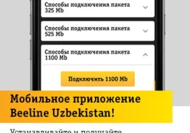 Pasaytirilgan narhlar bo‘yicha internet-paketlarga Beeline Uzbekistan mobil ilova orqali ulanish mumkin фото