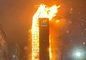 Жанубий Кореяда 33 қаватли осмонўпар бино ёниб кетди (видео) фото