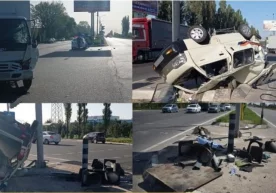 Сергелида Isuzu билан тўқнашган Damas ағдарилиб кетди фото