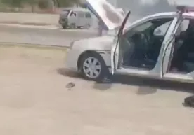 В Кашкадарье сгорел служебный автомобиль ДПС фото