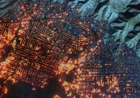 Видимость пожара в Лос-Анджелесе из космоса фото