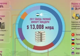 Ўзбекистоннинг 2017 йилдаги импорти рақамларда (инфографика) фото