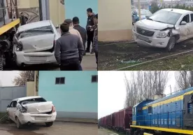 Тошкентда «Кобальт» тепловоз билан тўқнашди фото