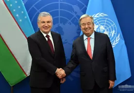 Shavkat Mirziyoyev BMT bosh kotibi Antoniu Guterrish bilan uchrashdi фото