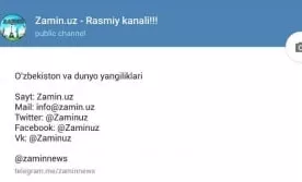 Zamin.uz сайти Телеграмда расмий каналини ишга туширди фото