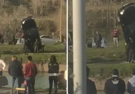 Toshkent viloyatida tezlik bilan kelayotgan Lacetti kanalga otilib ketdi (video) фото