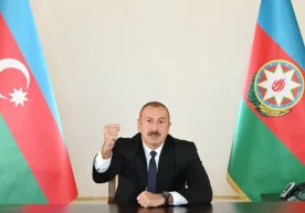 Ilhom Aliyev «ozod qilingan hududlarda» Ozarboyjon bayroqlari ko‘tarilganini aytdi фото