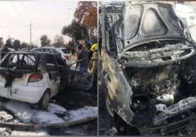 Toshkentda harakatlanib ketayotgan Matiz yonib ketdi (video) фото