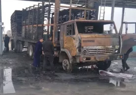 Қашқадарёдаги сиқилган газ қуйиш шохобчасида “Камаз” юк машинаси ёниб кетди фото