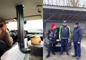В Андижане приняты меры против человека, который просверлил дыру в крыше автомобиля и установил печку-отопление фото