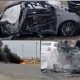 Qoraqalpogʻistonda Cobalt avtomashinasi yonayotib portlab ketdi (video)