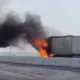 Jizzax viloyatida yuk avtomobili yonib ketdi