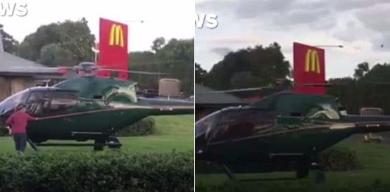Sidneylik erkak tamaddixonaga vertolyotda tashrif buyurdi (Video)