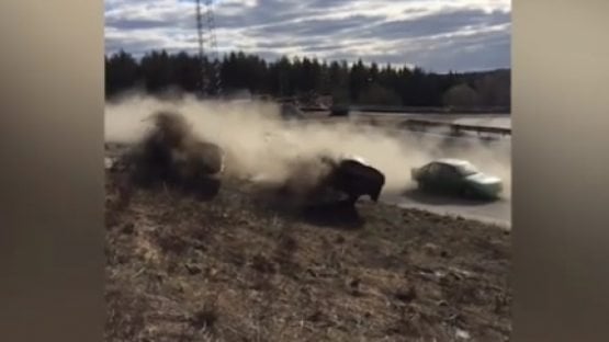 Poyga mashinasi tomoshabinlarning ustiga quladi (video)