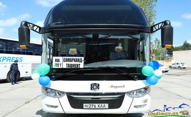 Самарқанд - Тошкент йўналиши бўйича замонавий автобуслар қатнови йўлга қўйилди (фото)