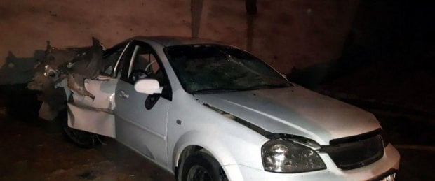 Фарғонадаги метан газ қуйиш шохобчасида Lacetti портлаб кетди (фото)