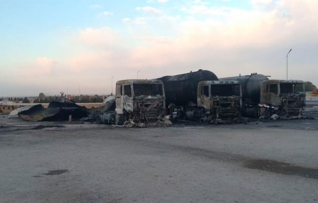 Samarqandda suyultirilgan gaz tashuvchi yuk mashinasi portlashi oqibatida 7ta transport vositasi yonib ketdi
