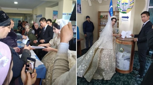 Farg‘onada kelin-kuyov to‘yxonaga saylov uchastkasi orqali yo‘l oldi